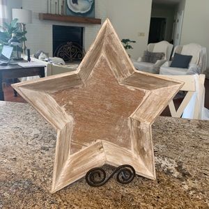 White Washed Wood Star Dish